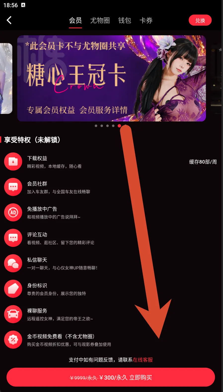 糖心王冠卡会员价格界面示例